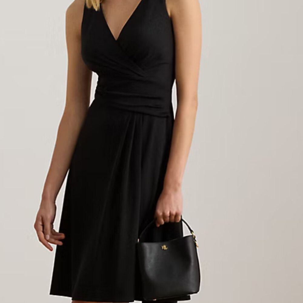 Ralph Lauren NWT $125. Women Black Dress 14 Sleeveless Fit &Flare Cocktail Lined